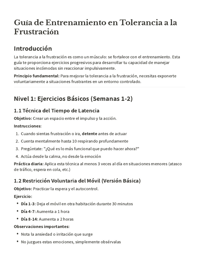 Ejercicios para Mejorar la Tolerancia a la Frustración | PDF | Las ...