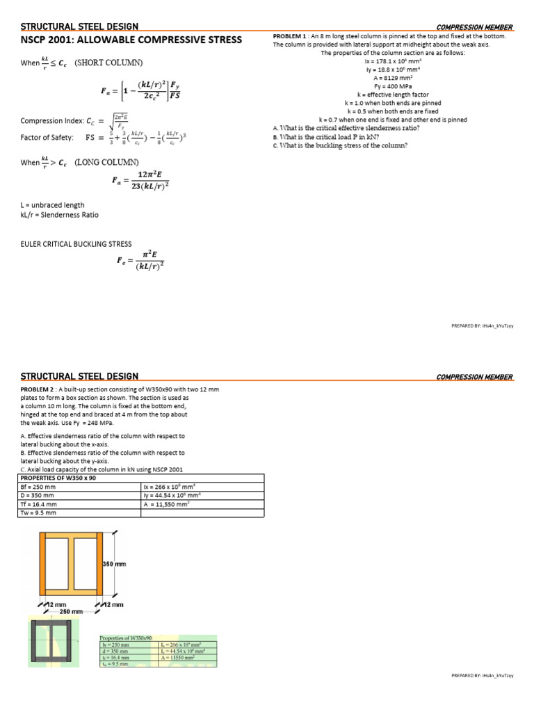 2001 CODE COMPRESSION MEMBERS | PDF | Buckling | Cartesian Coordinate ...