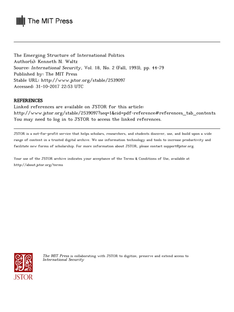 End of Bipolarity in International Politics | PDF | Deterrence Theory ...