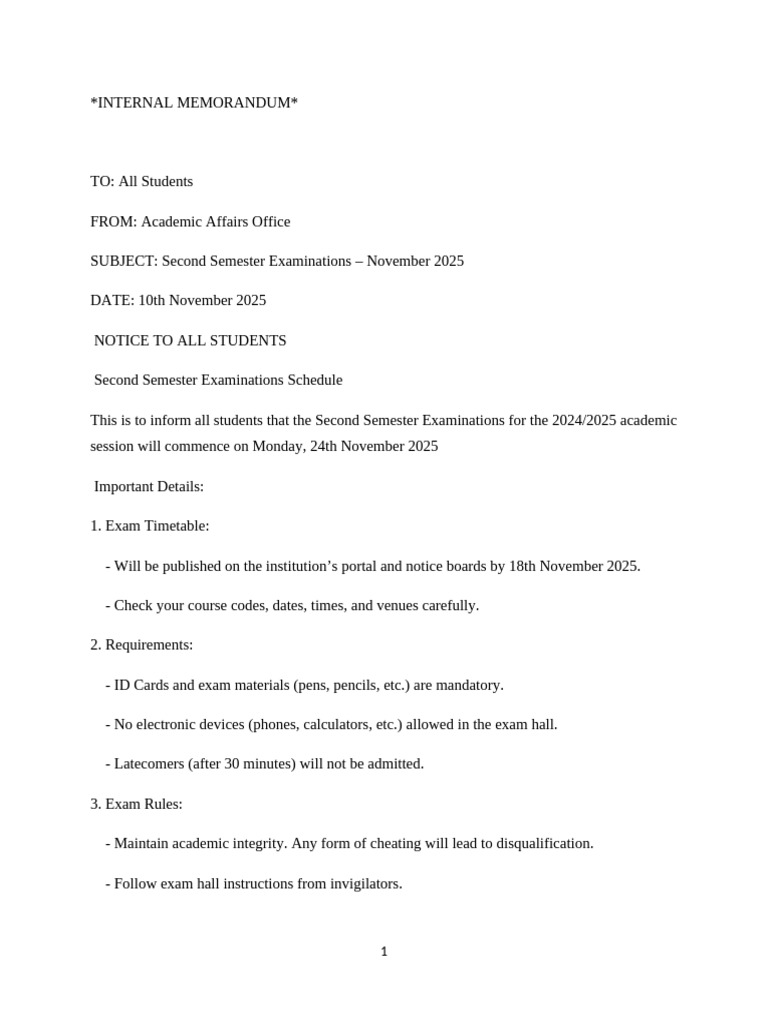 Second Semester Exam Schedule 2025 | PDF