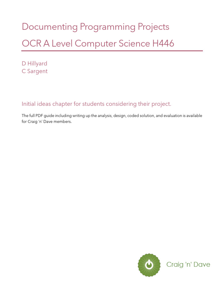 A Level Programming Project Guide | PDF | Object Oriented Programming ...