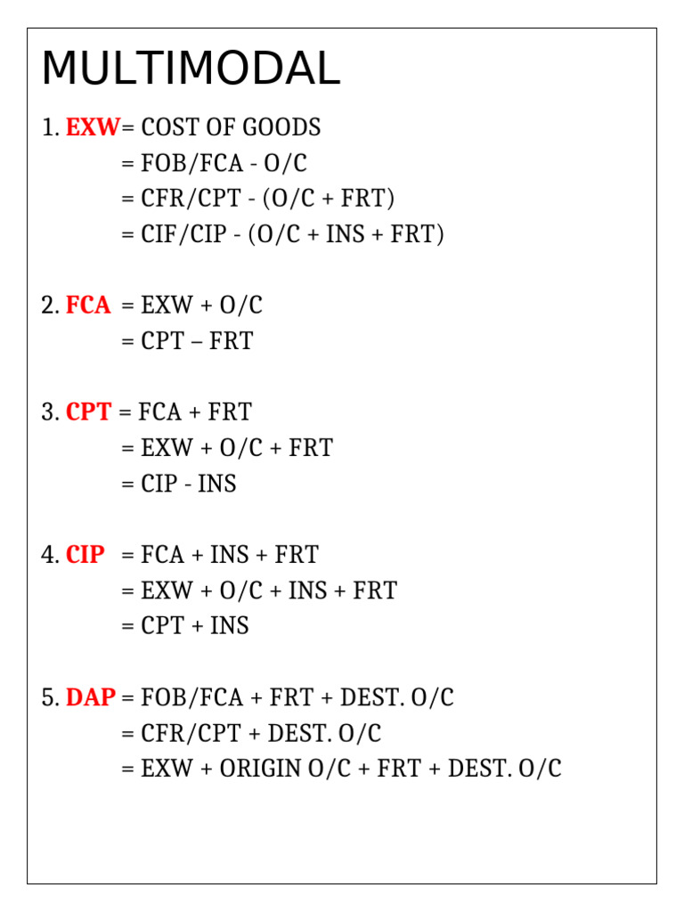 Multimodal Shipping Cost Calculations | PDF