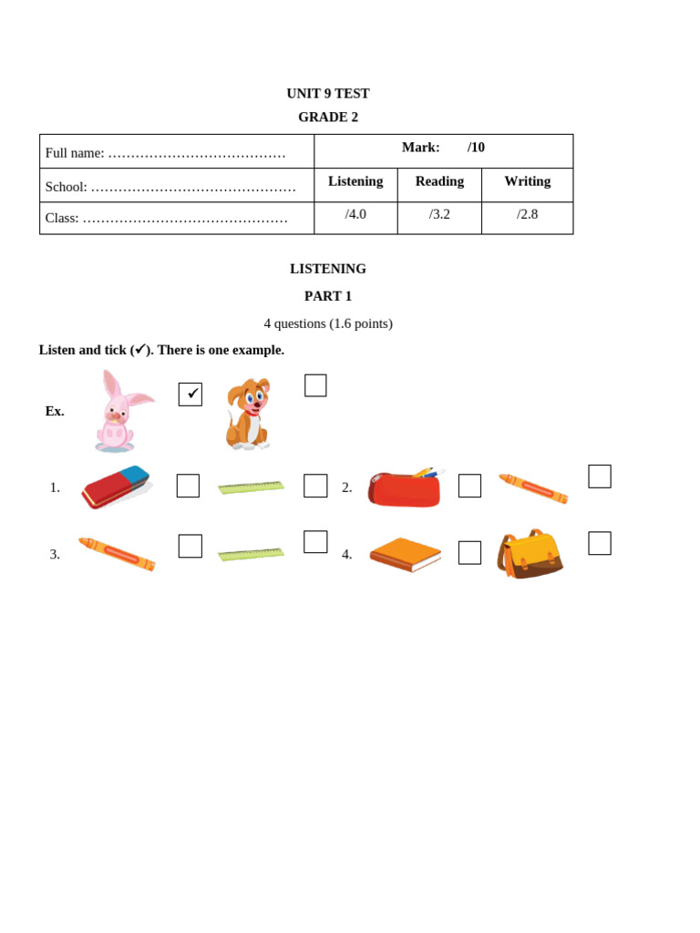 Grade 2 Unit 9 Test Template | PDF | Chess | Chess Theory