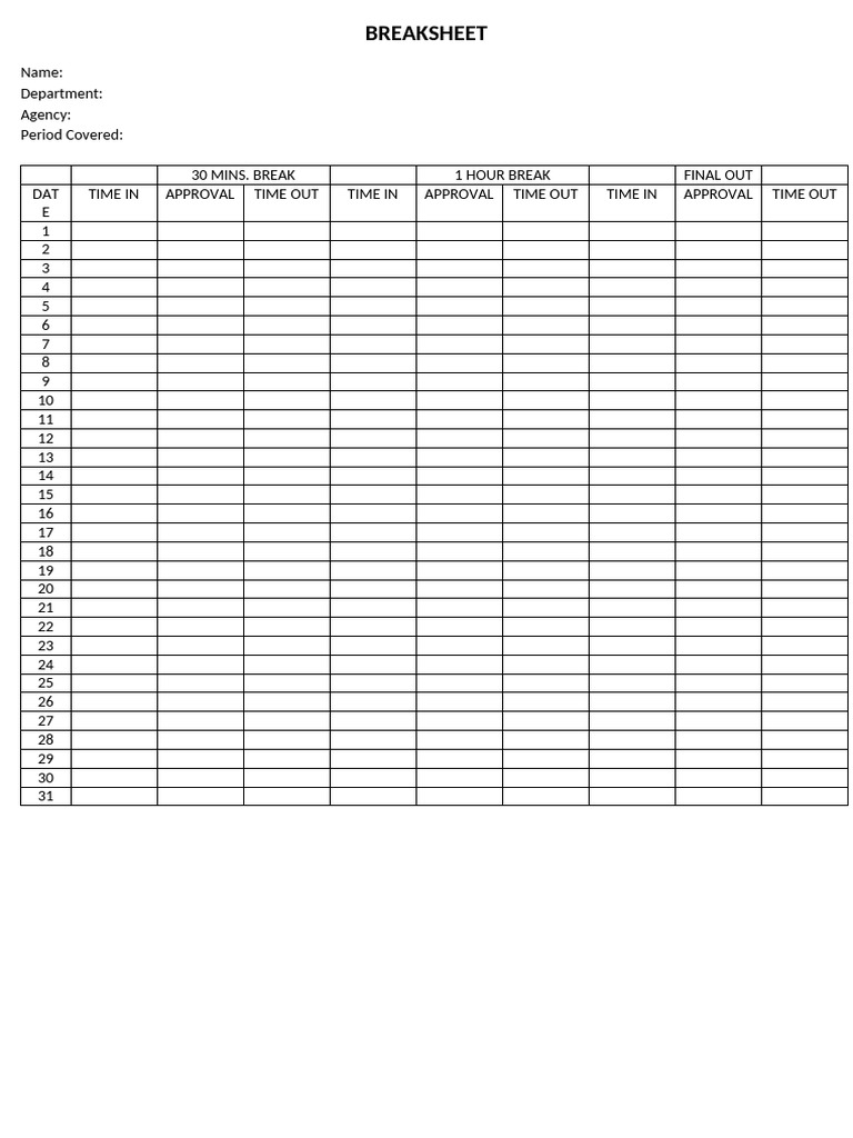 Break Sheet | PDF