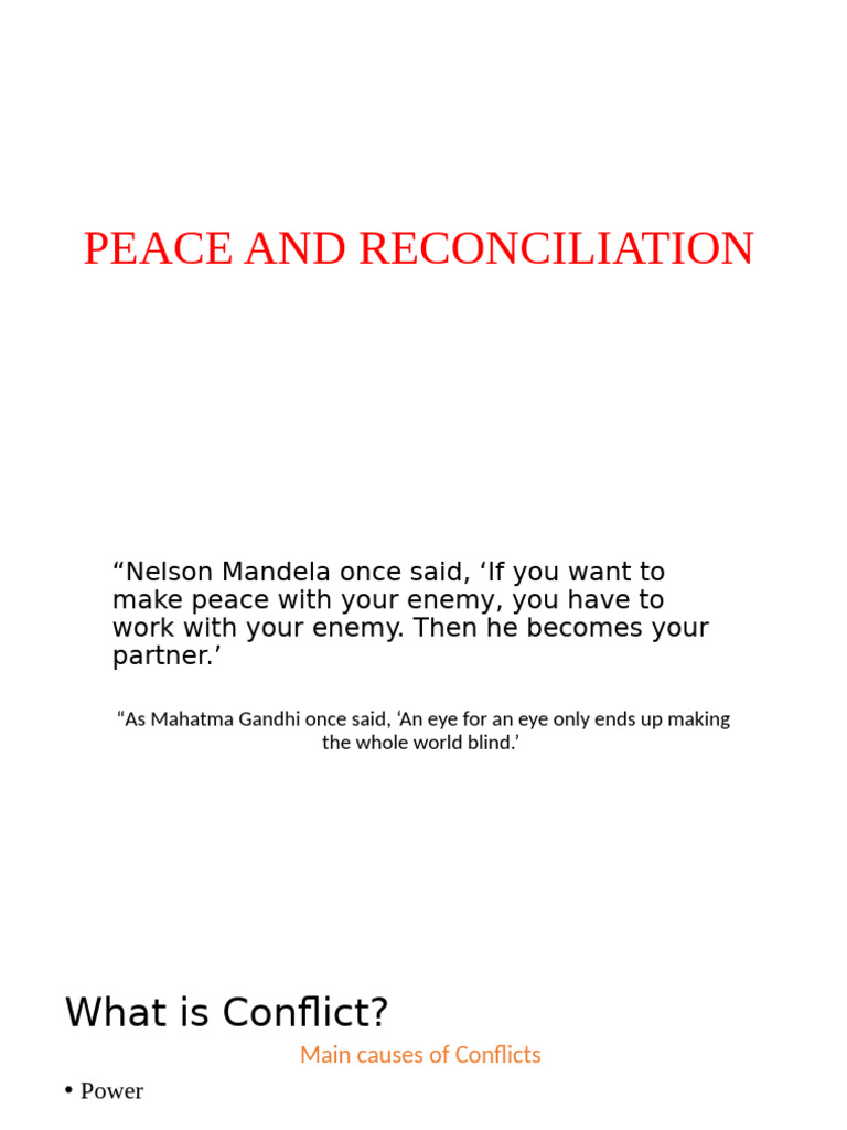 Understanding Peace and Reconciliation | PDF | Peace | Conflict Resolution