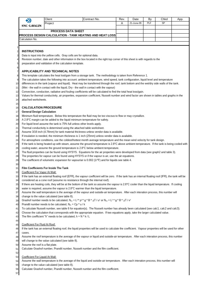 Tank Heating and Heat Loss Calculation | PDF | Thermal Insulation ...