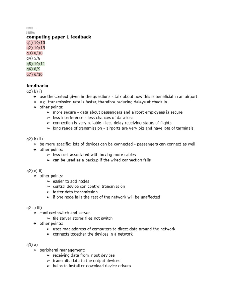 Computing Paper 1 Feedback | PDF