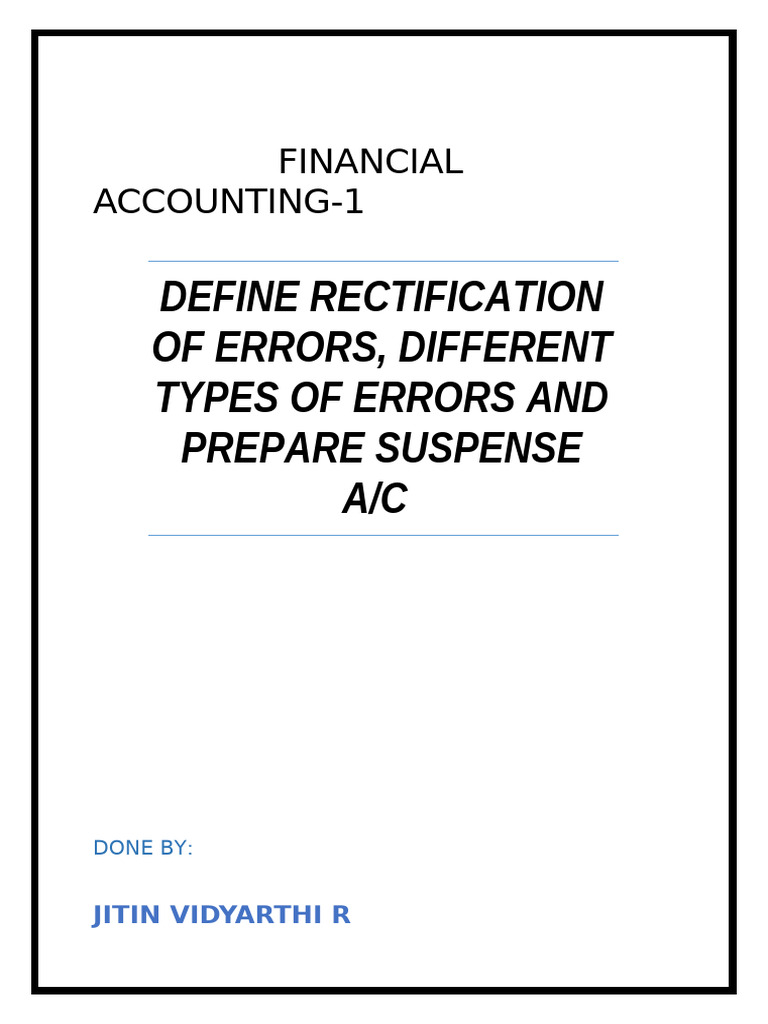 Rectification of Errors in Accounting | PDF