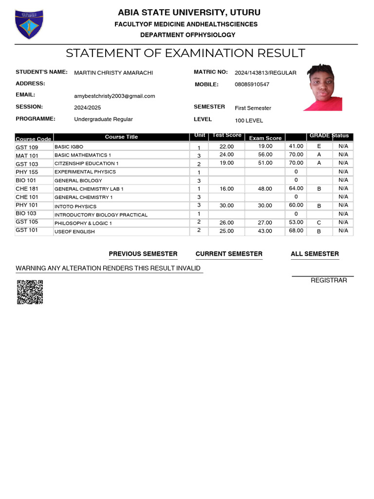 ABIA State University Exam Results 2024 | PDF