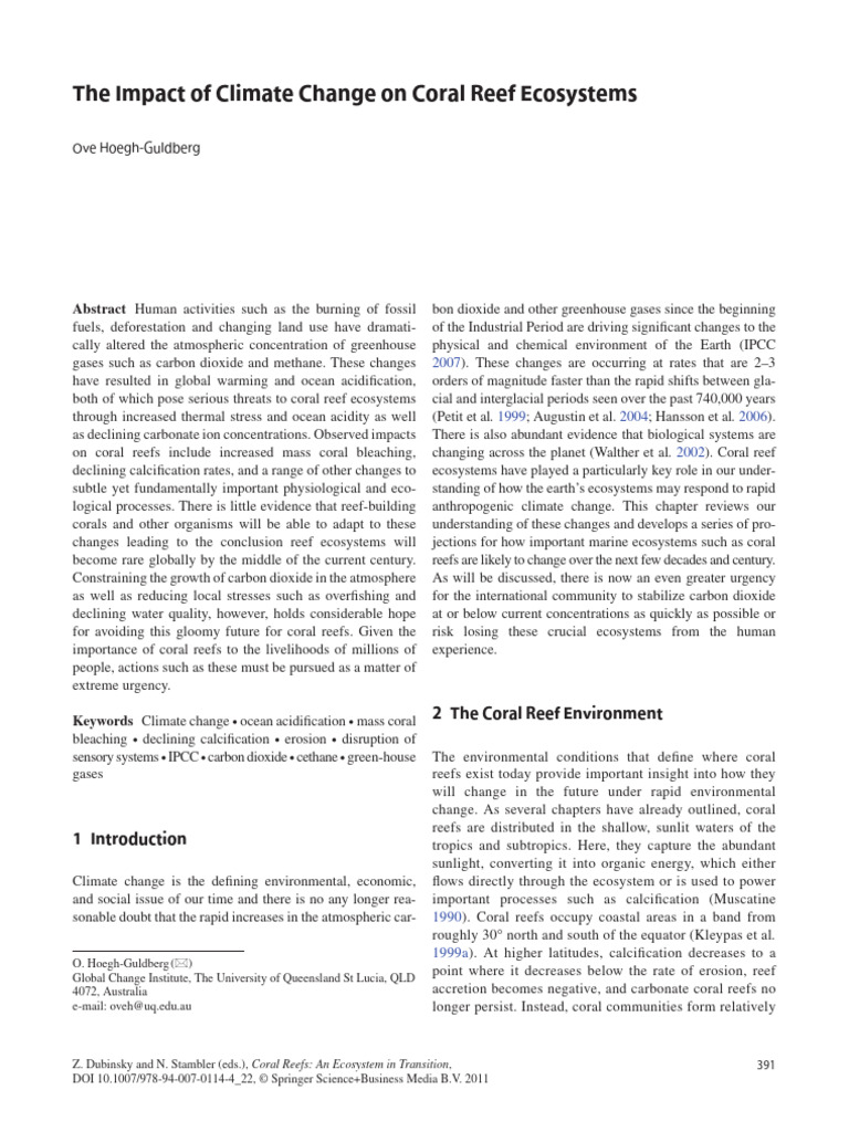Climate Change and Coral Reef Decline | PDF | Ocean Acidification ...
