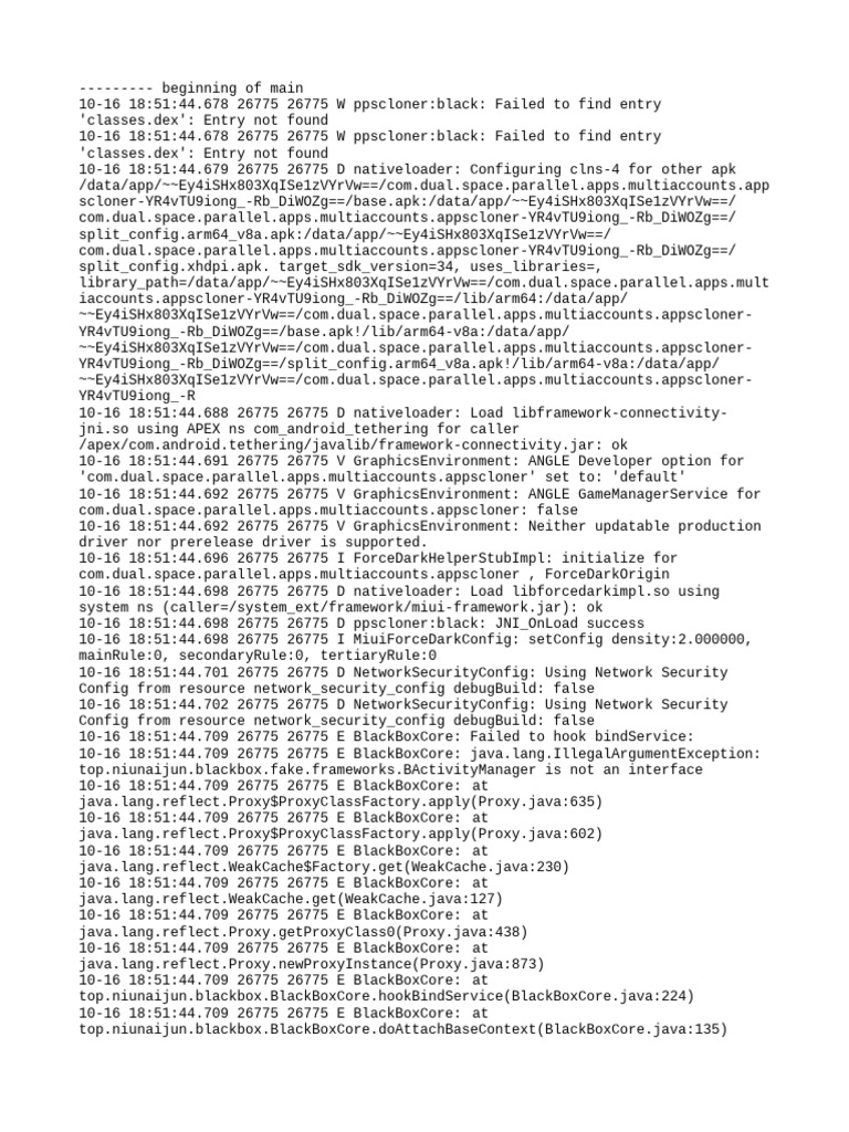 App Cloning Error Log Analysis | PDF | Android (Operating System ...