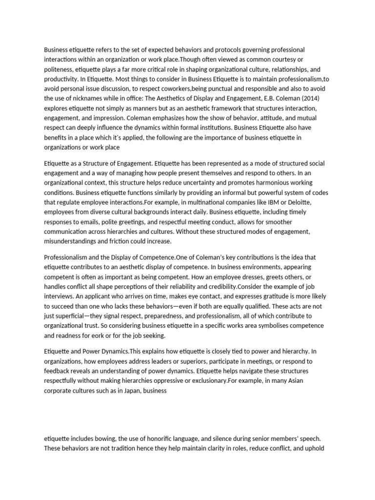Etiquette | PDF | Etiquette | Psychological Concepts