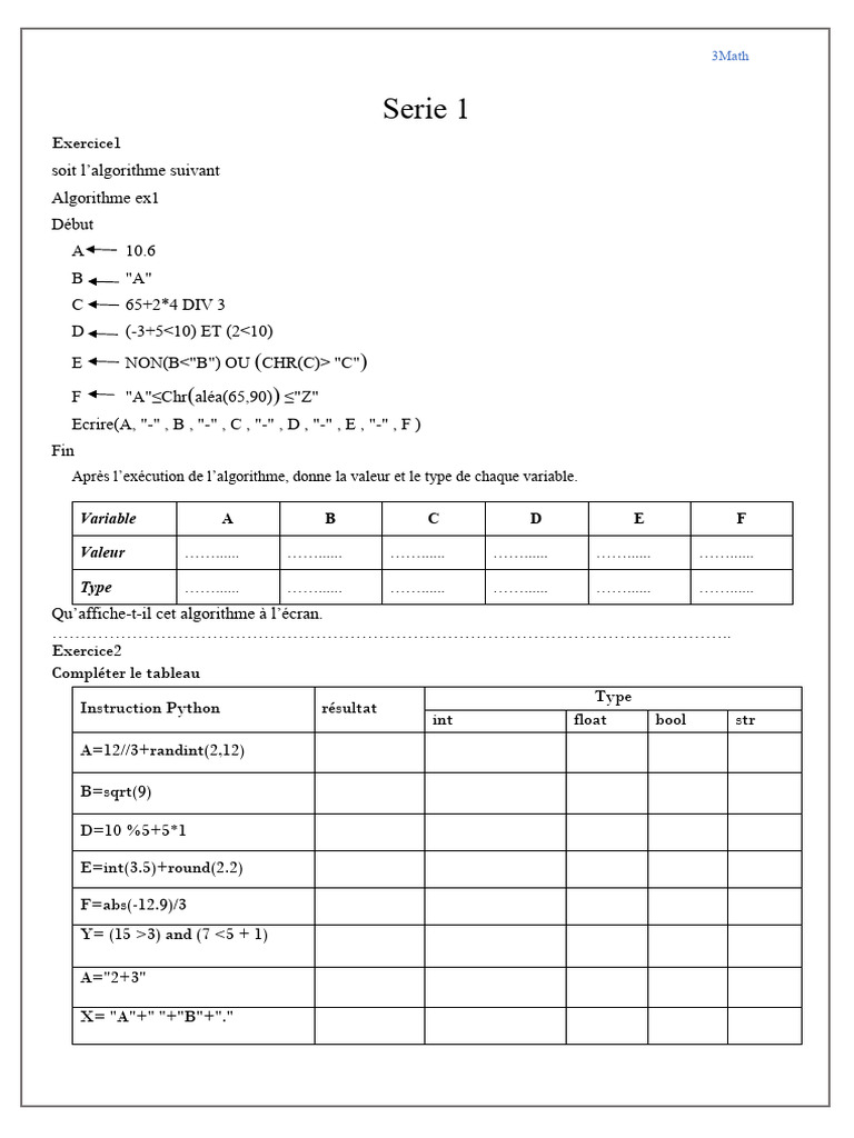 Algorithmes et exercices Python en mathématiques | PDF | Programmation ...