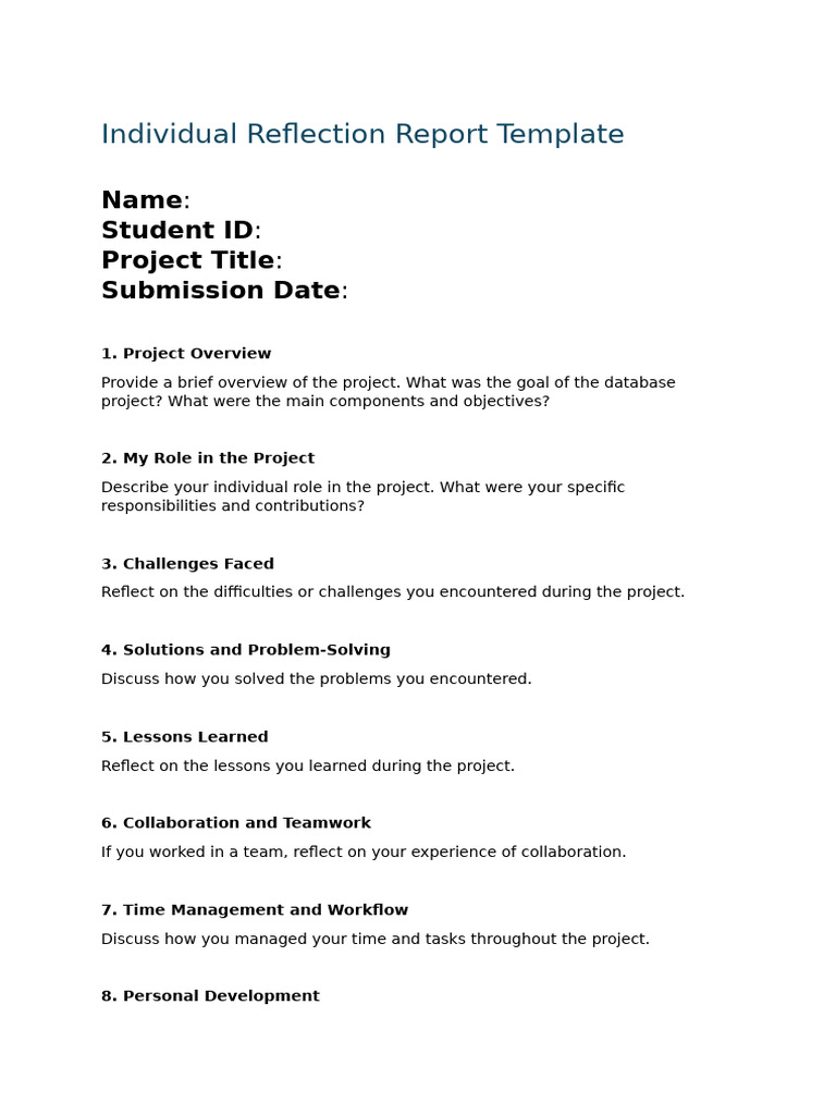 Individual Reflection Report Template | PDF