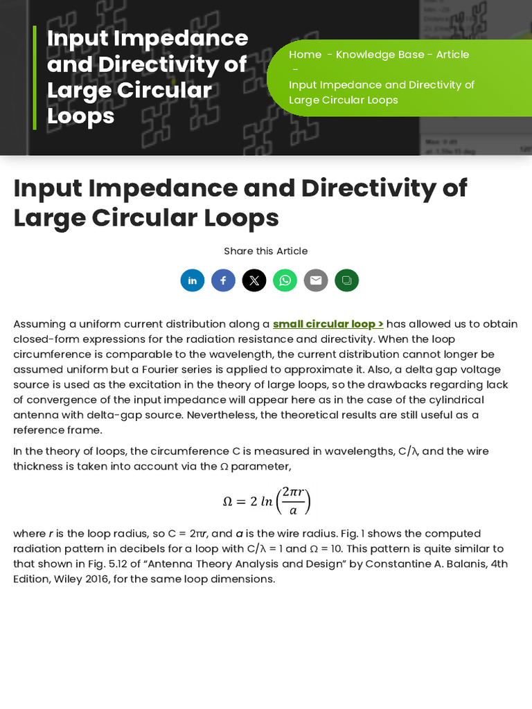 Input Impedance of Large Circular Loops | PDF | Antenna (Radio ...