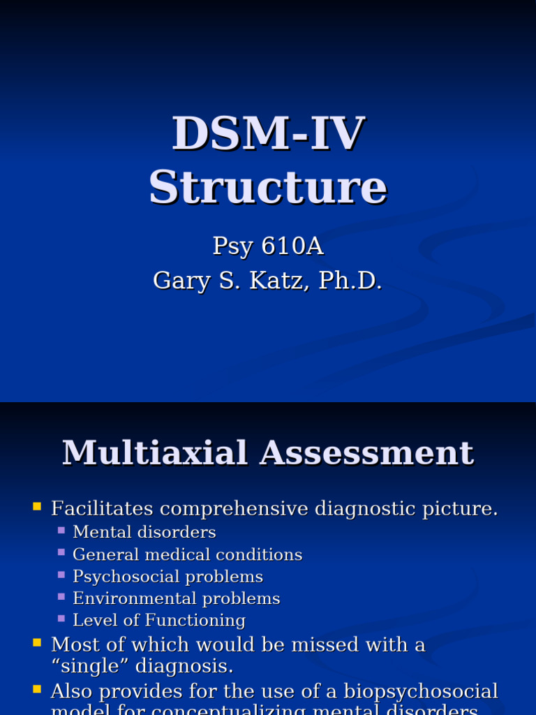 DSM-IV Multiaxial Assessment Overview | PDF | Diagnostic And ...