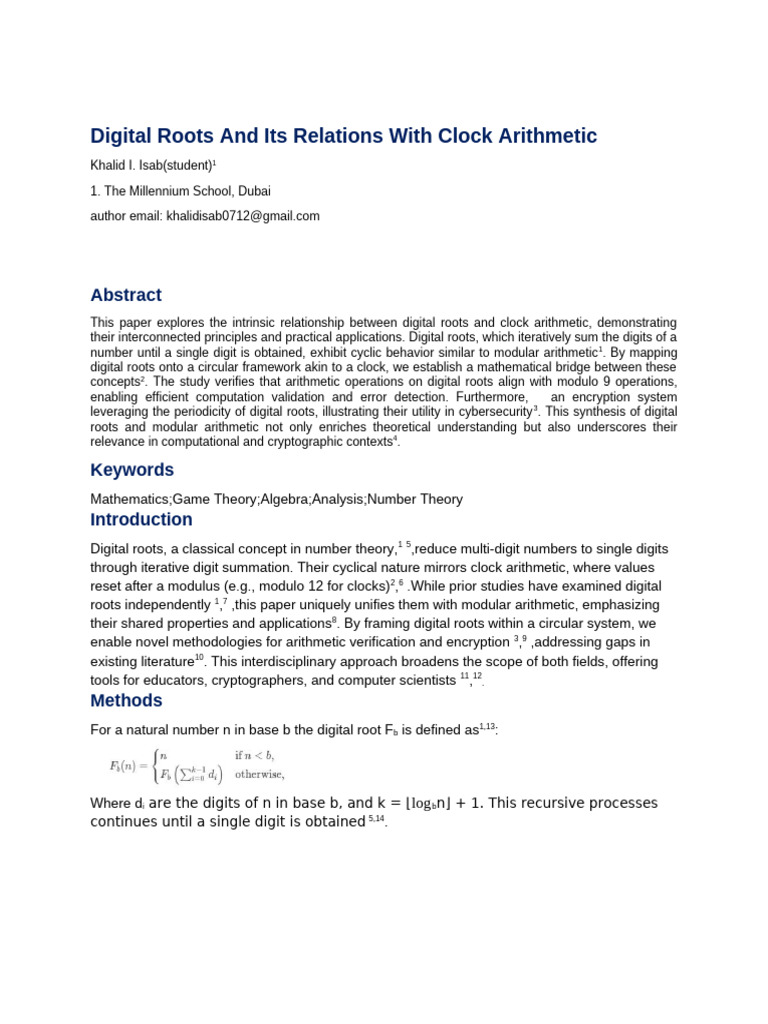 Digital Roots and Clock Arithmetic Explained | PDF | Cryptography ...