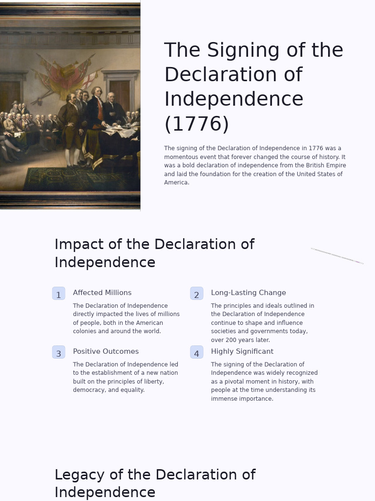 The Signing of The Declaration of Independence 1776 | PDF