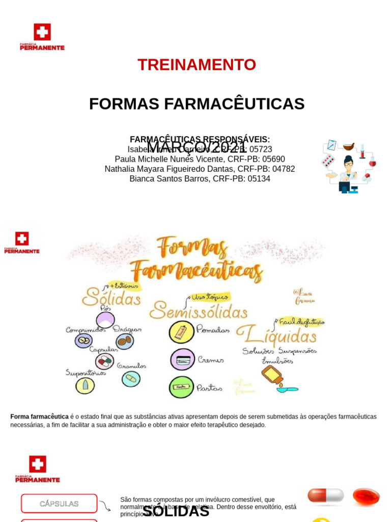 Formas Farmacêuticas: Tipos e Exemplos | PDF | Mistura | Química