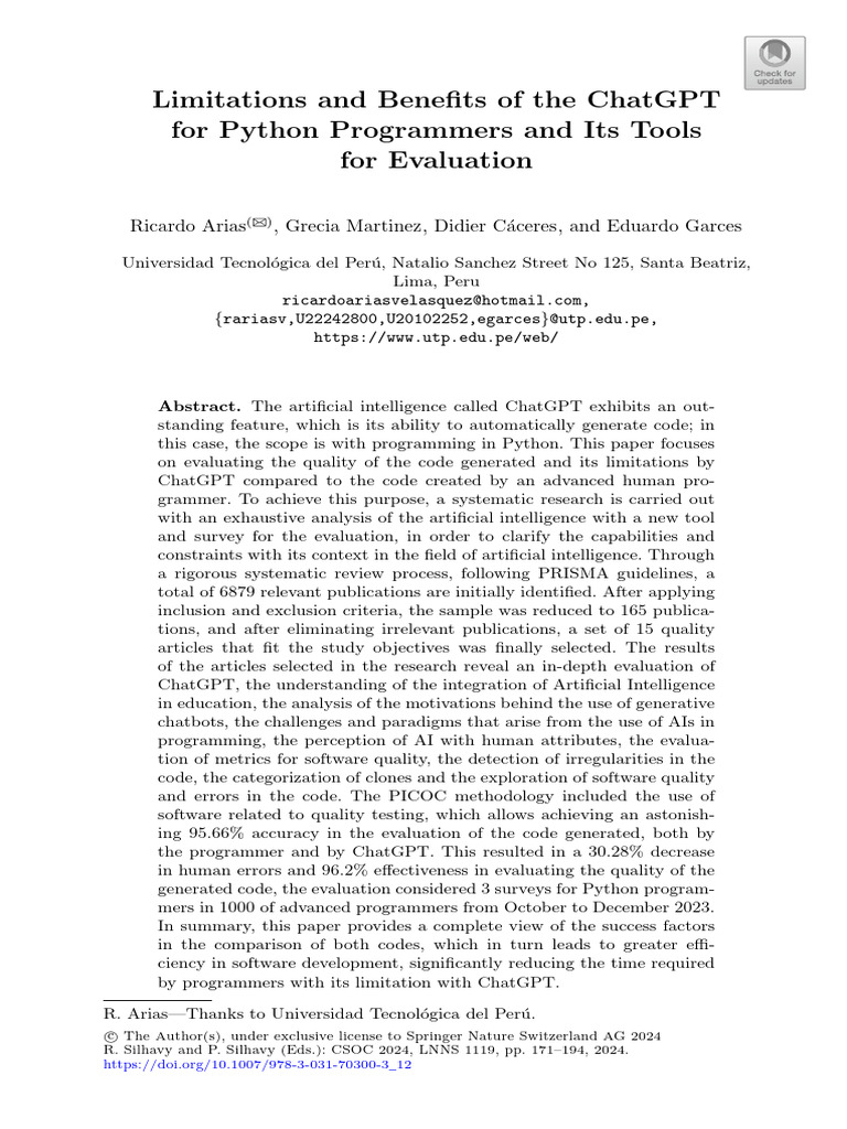 ChatGPT's Impact on Python Coding Quality | PDF | Artificial ...