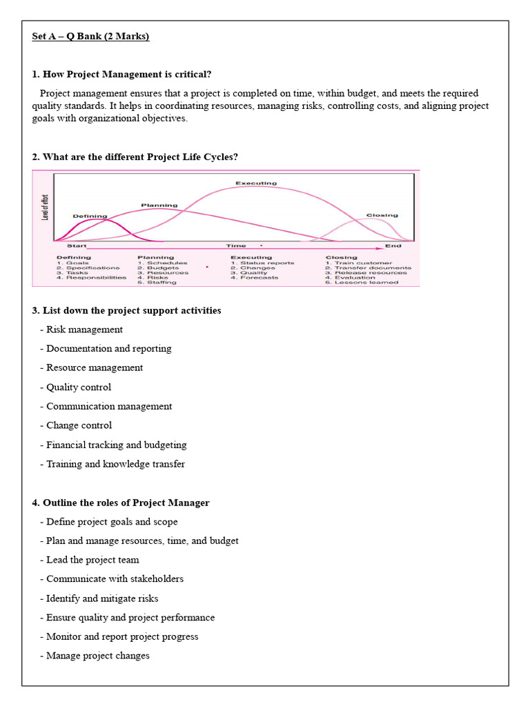 Project Management Essentials Q&A Guide | PDF | Project Management