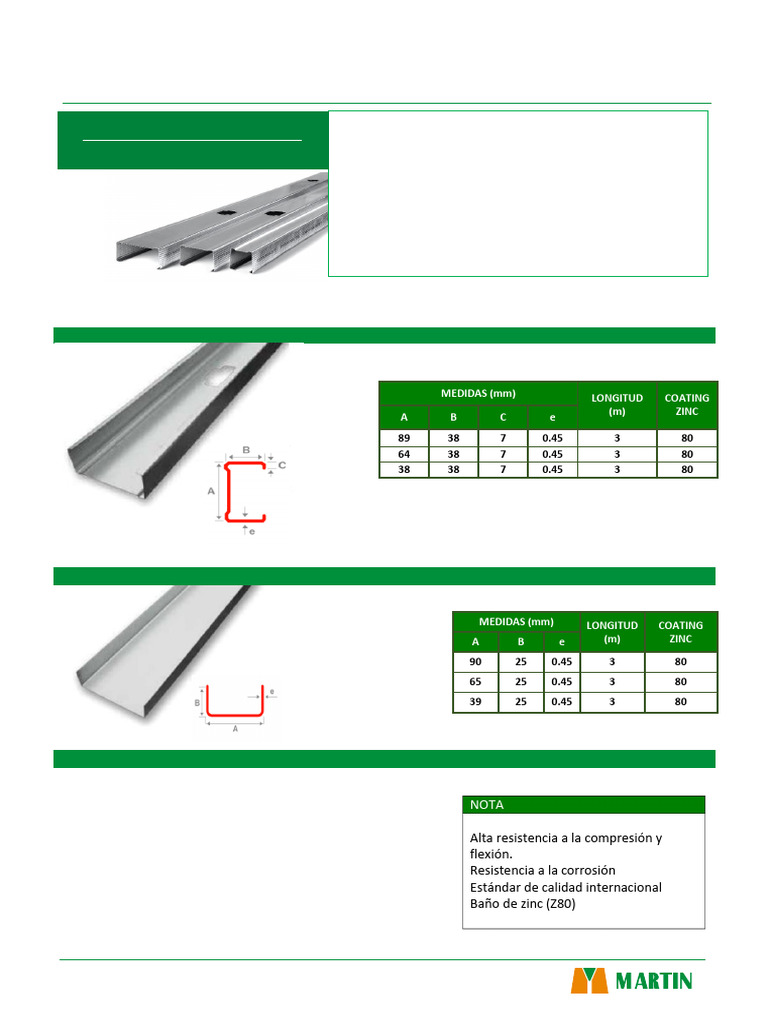 Parantes y Rieles Drymart para Drywall | PDF | Procesos industriales ...