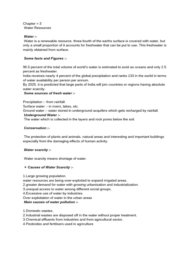 Geography Ch 3 Pdf Water Fresh Water