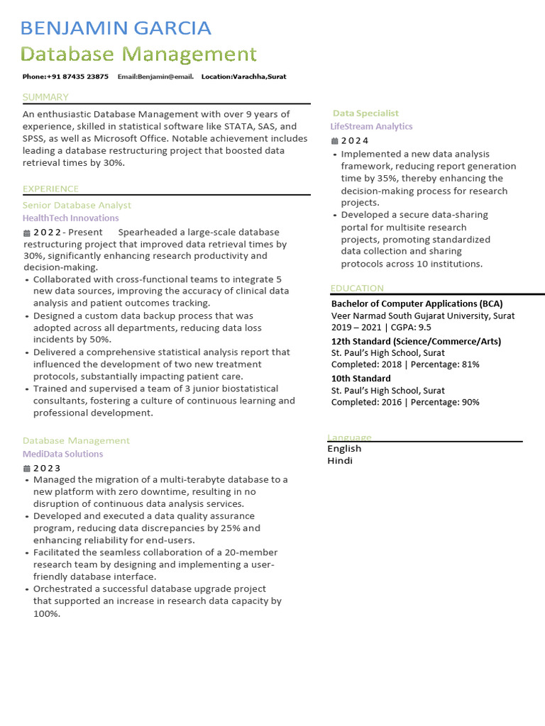 Data Management Resume | PDF | Sas (Software) | Databases