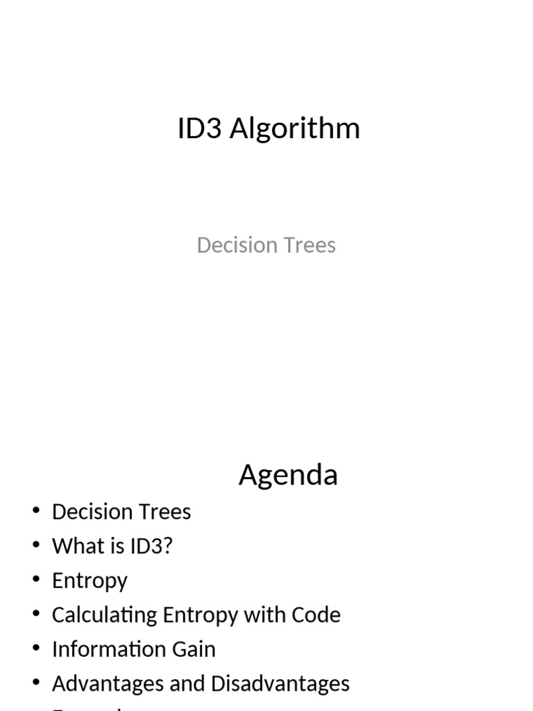 Understanding the ID3 Algorithm and Decision Trees | PDF | Algorithms ...