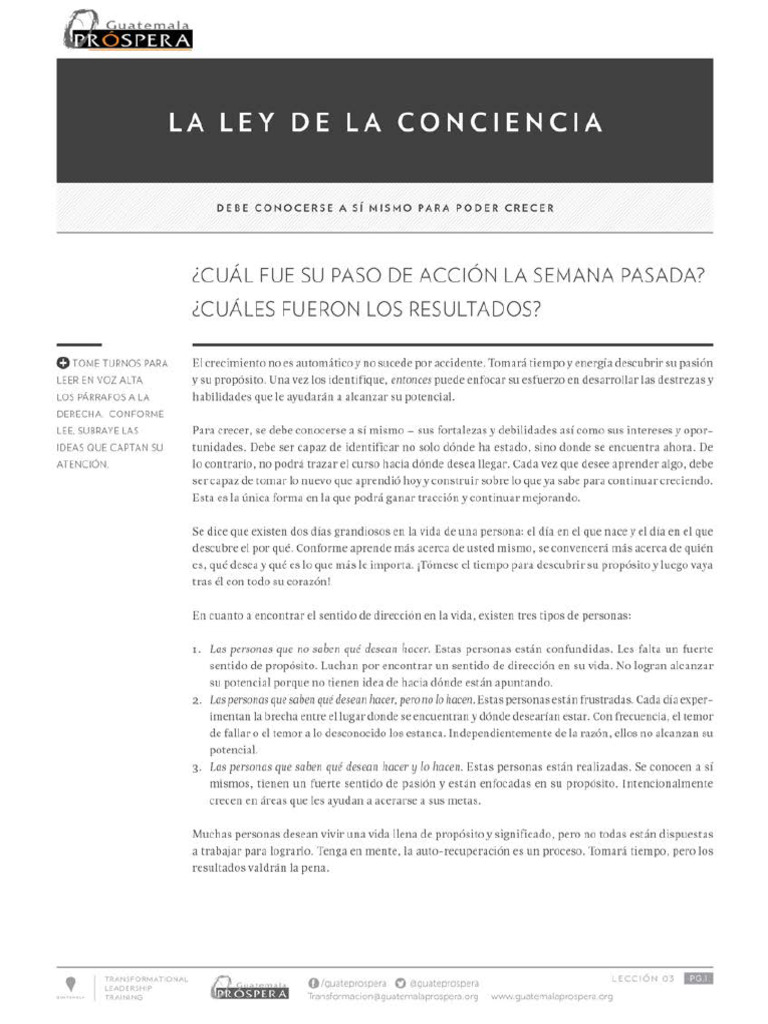 Leccion No. 03 La Ley de La Conciencia | PDF