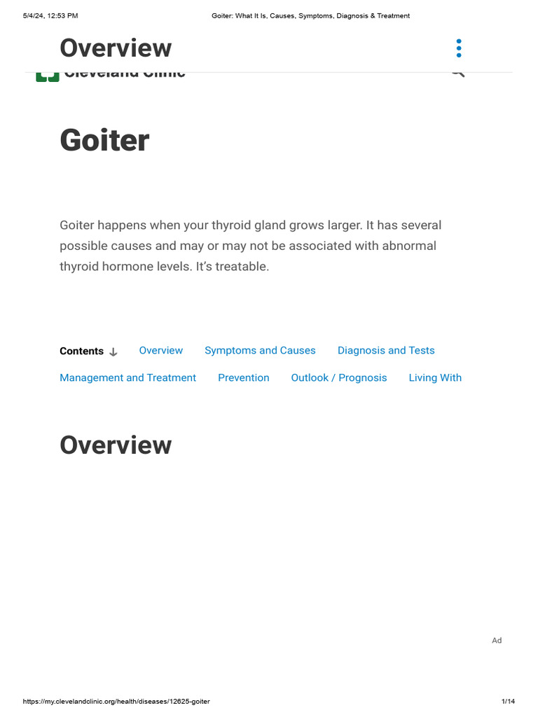 Goiter_ What It is, Causes, Symptoms, Diagnosis & Treatment | PDF ...