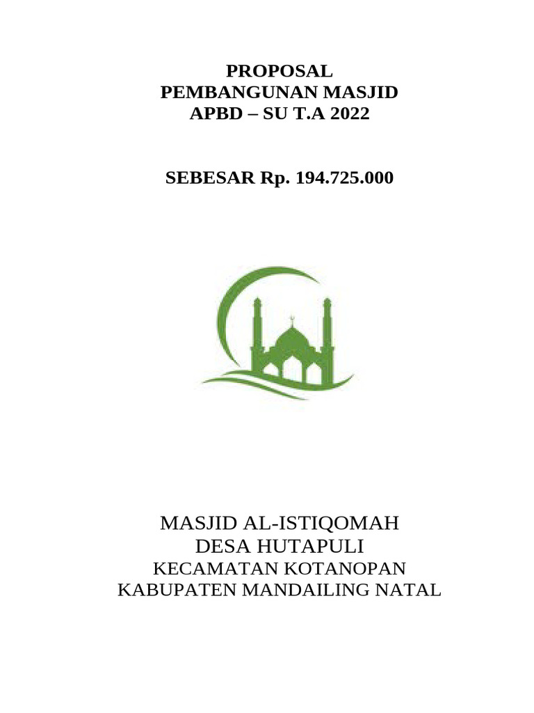 Proposal Pembangunan Masjid 2022 | PDF