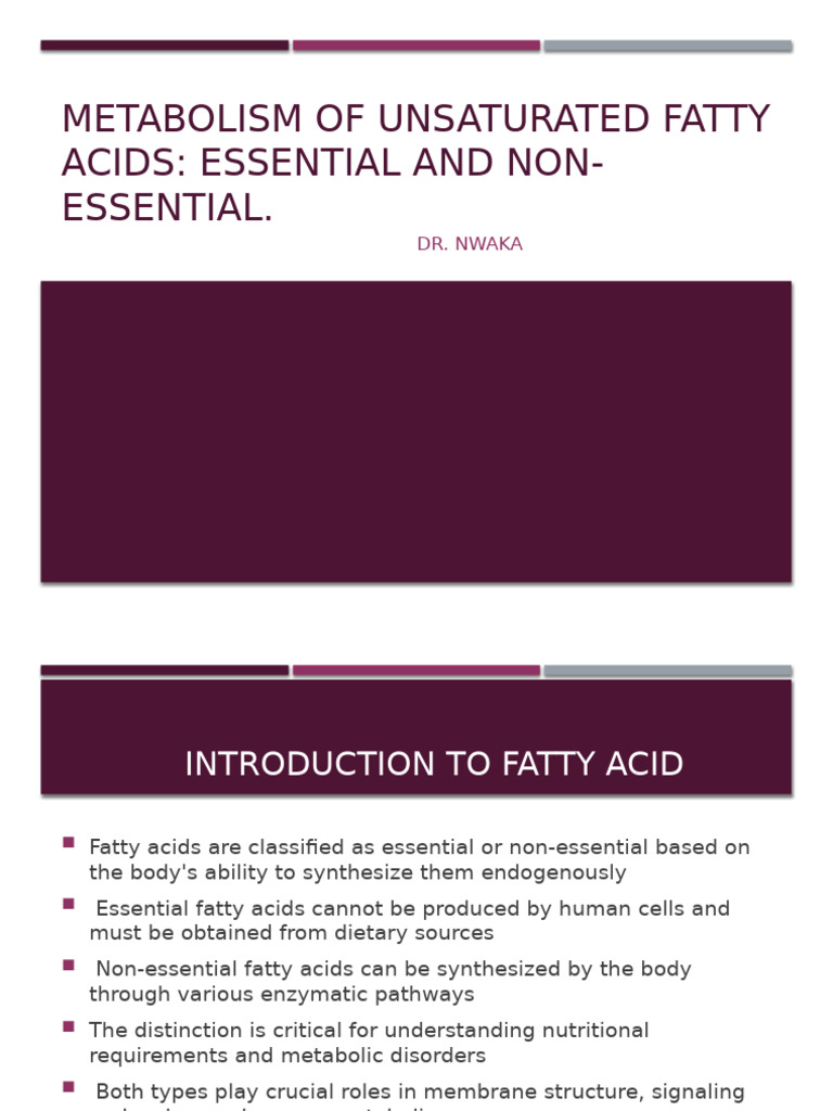 Metabolism of Essential & Non-Essential Fatty Acids | PDF | Fatty Acid ...