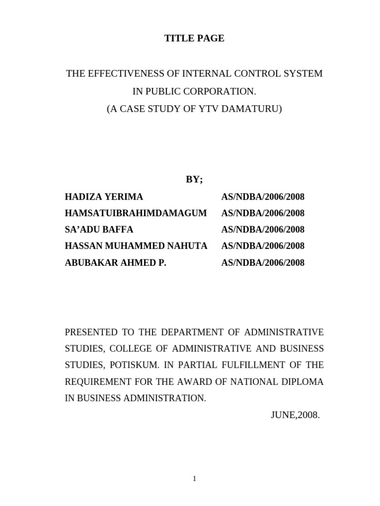 The Effectiveness of Internal Control System | PDF | Audit | Internal ...