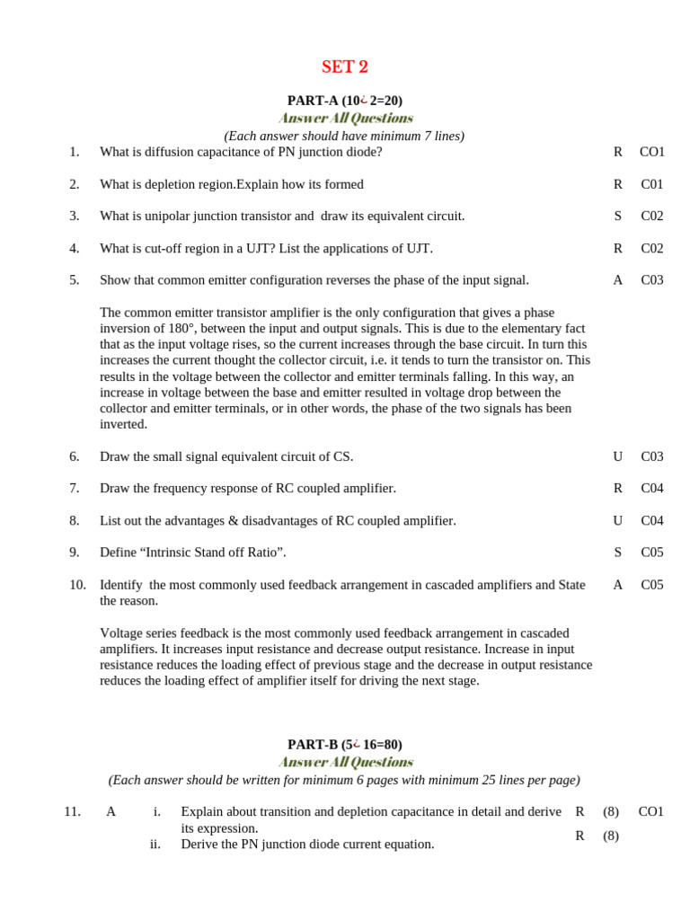 19ueees201 Edc Set2 | PDF | Amplifier | Field Effect Transistor