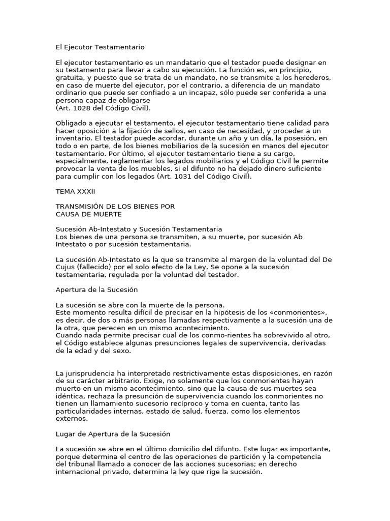 Funciones del Ejecutor Testamentario | PDF | Herencia | Justicia