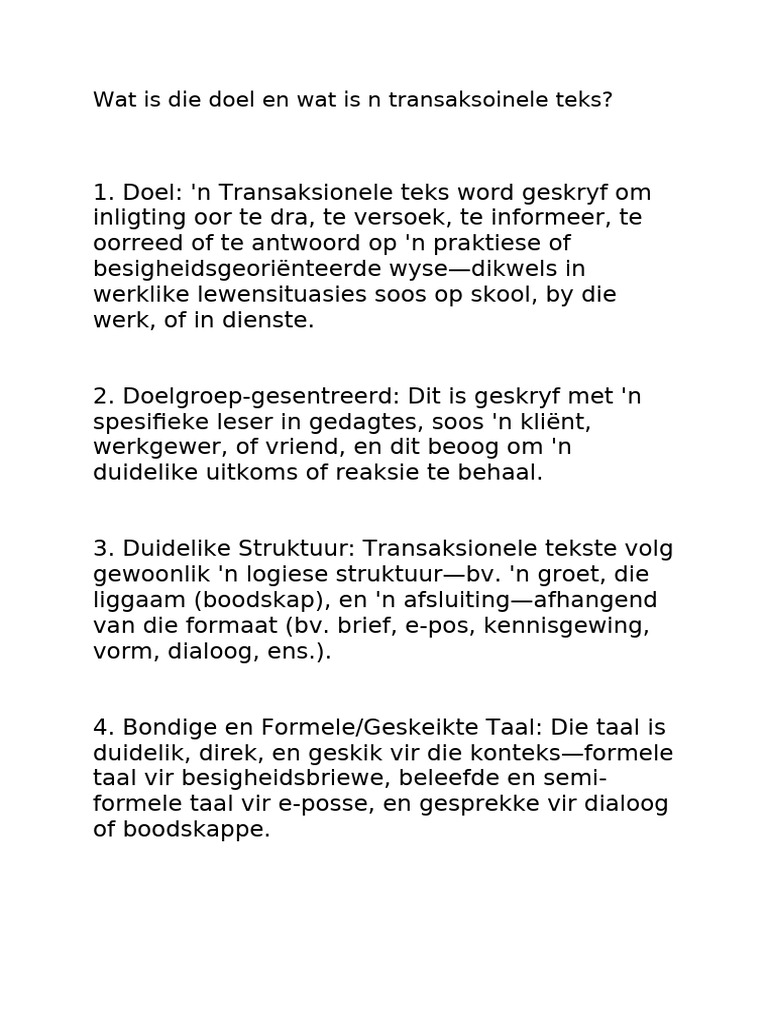 What Is A Tranactional Text | PDF