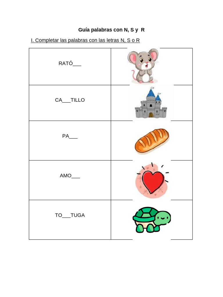 Guia Palabras Con N, S o R | PDF