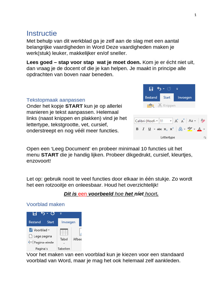 Instructie Werkstuk Word | PDF