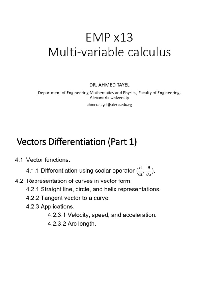 Vector Differentiation in Calculus | PDF