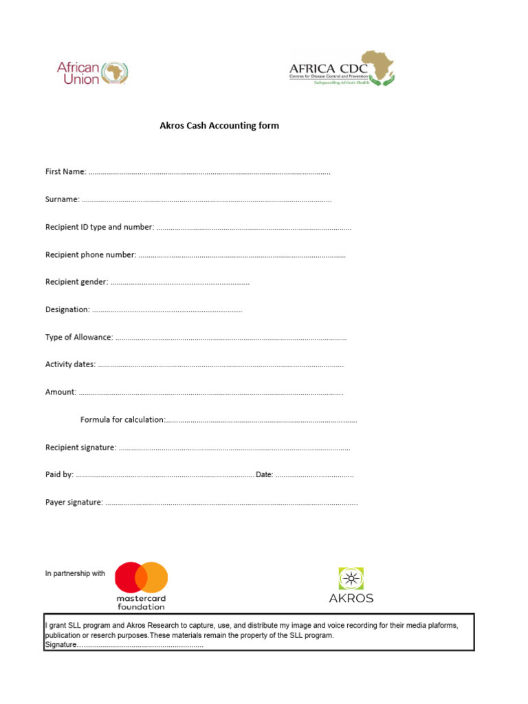 SLL Program Cash Accounting Form | PDF