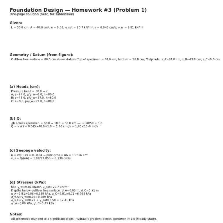 Foundation Design Homework Solution | PDF