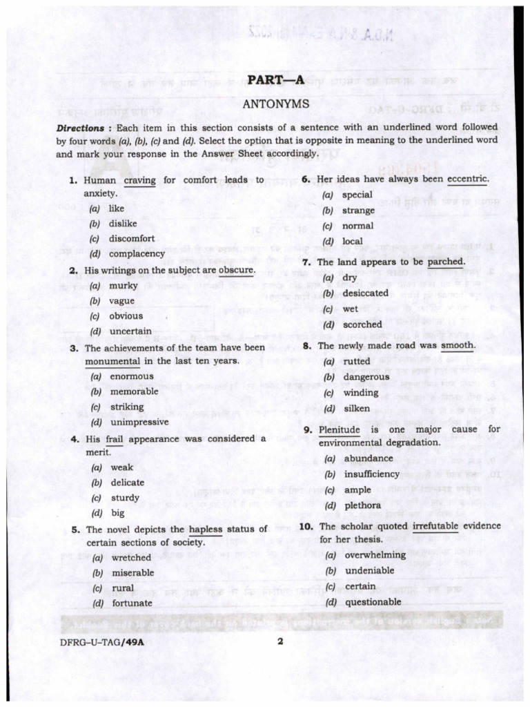 2 Updated QP Nda II 22 General Ability Test 050922 | PDF