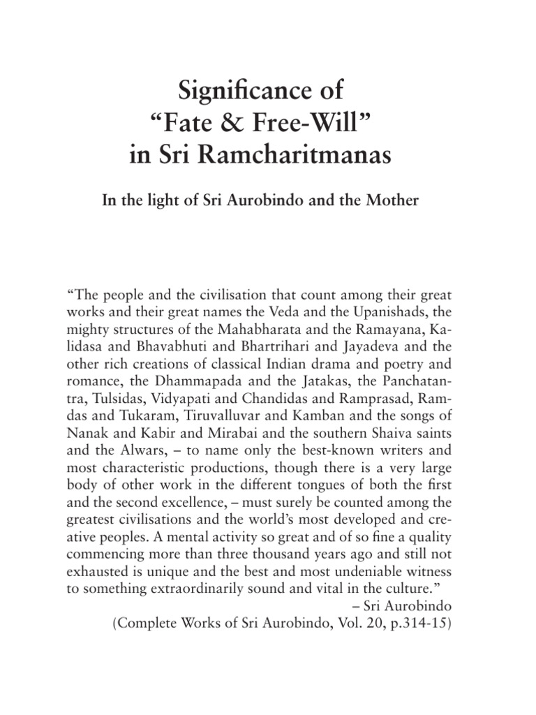 Fate and Free Will in Ramcharitmanas | PDF | Free Will | Determinism