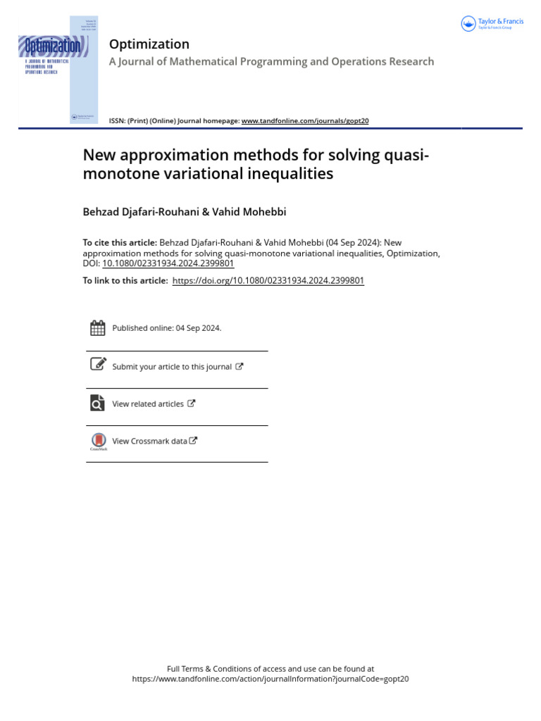 New Methods for Quasi-Monotone Inequalities | PDF | Mathematical ...