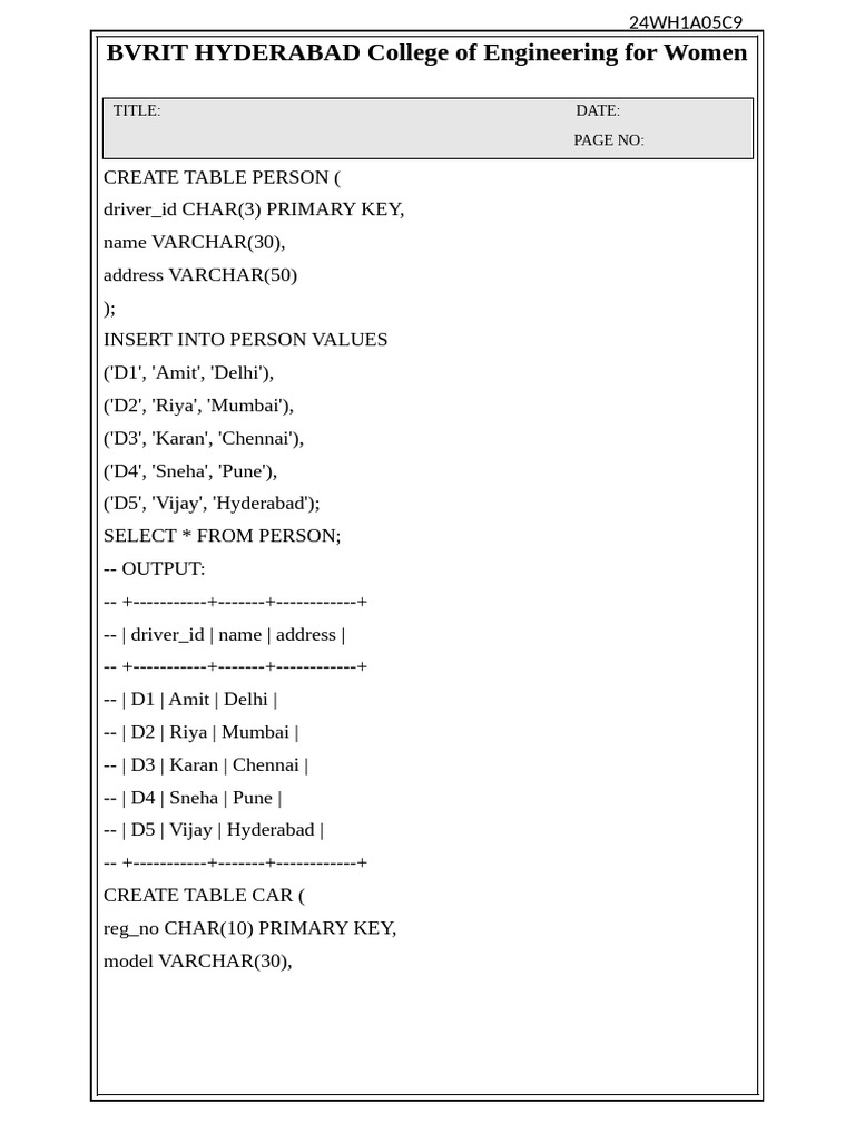SQL Database Schema for Vehicles and Orders | PDF | Information ...