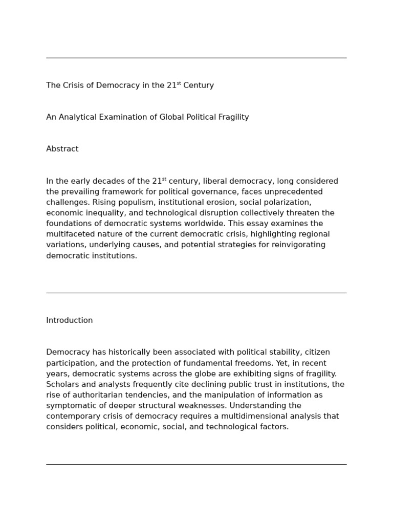 21st Century Democracy Crisis Analysis | PDF | Populism | Democracy