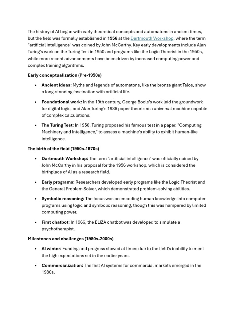 A Brief History of Artificial Intelligence | PDF | Artificial ...