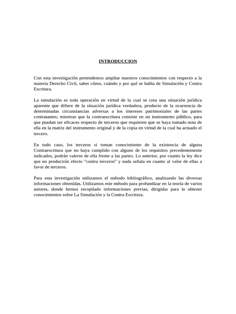 Simulación y Contraescritura en Derecho Civil | PDF | Bienes (Ley ...