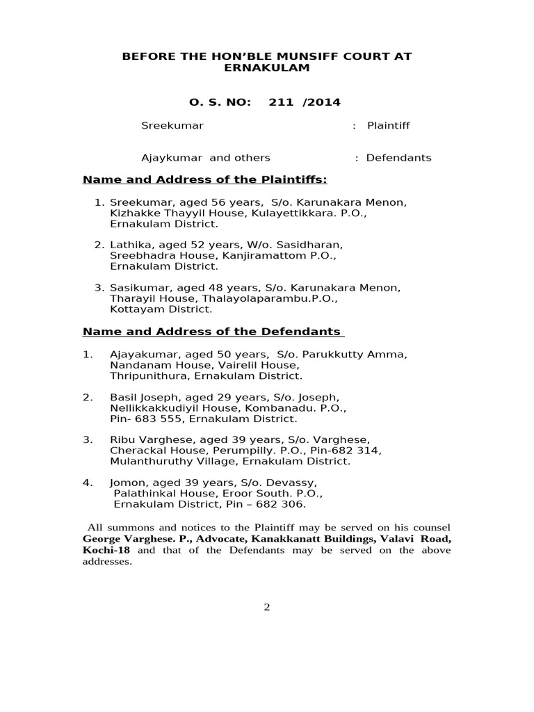 Model Plaint For Drafting | PDF | Lawsuit | Private Law
